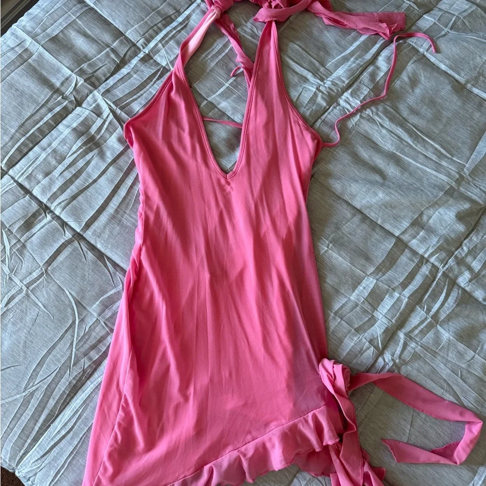 Lola Pink Mesh Ruffle Mini Dress - Picture 12 of 12